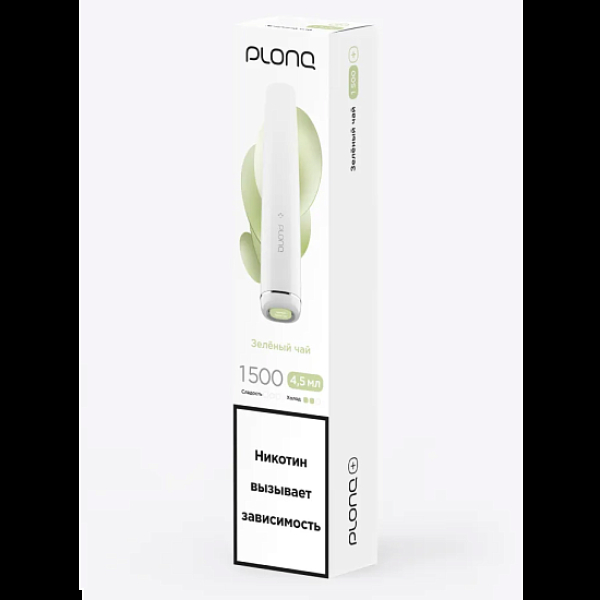 Электронка Plonq Plus 1500 Зеленый Чай 1500 затяжек в Хабаровске